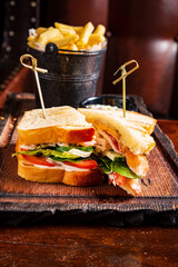 Canvas Print - sandwich with meat and french fries