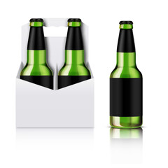 Wall Mural - Green Glass Beer Bottles With Box Package