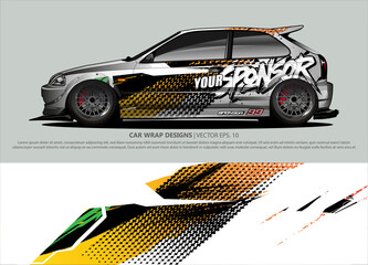 Car wrap decal design vector. abstract Graphic background kit designs for vehicle, race car, rally, livery, sport car
