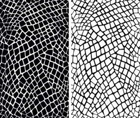 black and white set of mosaics , grid pattern
