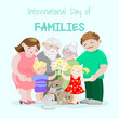 Happy family from several generations on a light background for the International Day of Families