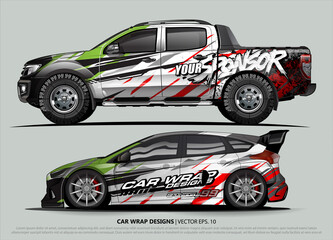 Car wrap decal design vector. abstract Graphic background kit designs for vehicle, race car, rally, livery, sport car