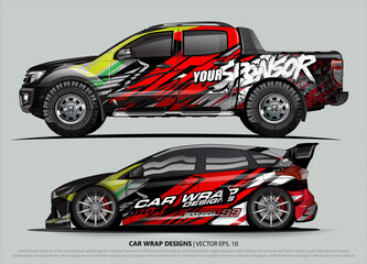 Car wrap decal design vector. abstract Graphic background kit designs for vehicle, race car, rally, livery, sport car