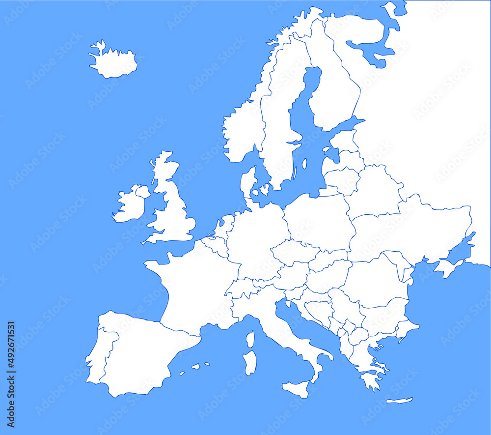 A very detailed map of the countries of Europe. political map Stock ...