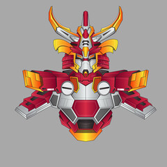 Sticker - robot mecha warrior Ninja costum design with modern illustration concept style for mascot erfect for T-Shirt Design, Sticker, Poster, Merchandise and E-sport logo