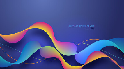 Wall Mural - Abstract colorful flowing waves on gradient background. The lines are brightly colored and flow smoothly. Vector illustration