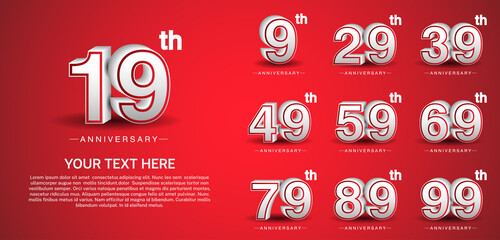 set anniversary logotype premium collection white color isolated on red background