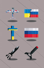 Sticker - flat ukraine and russia conflict items