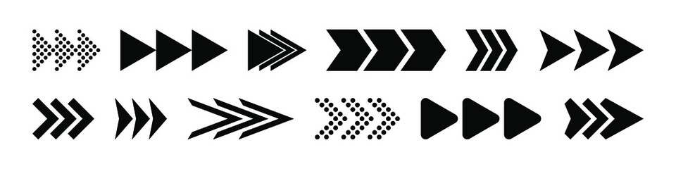 Poster - Black different arrow icon set. Vector icons isolated on white background. EPS 10