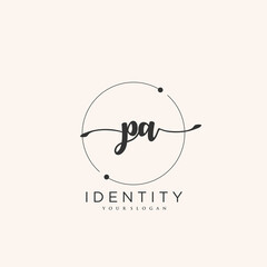 PA Handwriting logo vector of initial signature, wedding, fashion, jewerly, boutique, floral and botanical with creative template for any company or business.