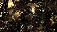 Gloss, Glistening Metallic Texture. A Golden Surface For Organic, Gold Backgrounds.
