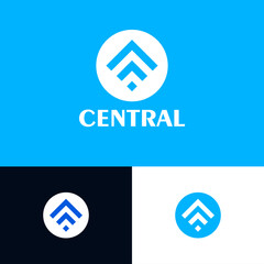 Poster - Signal cyber logo design concept. Wave company brand logomark illustration. Can representing security, data, tech, vpn, connect, network.