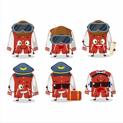 Canvas Print - Pilot cartoon mascot red baseball jacket with glasses