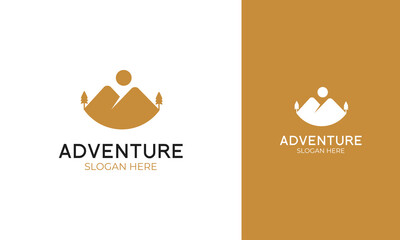 Wall Mural - Minimal mountain logo design for a natural forest adventure 