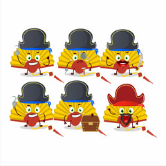 Sticker - Cartoon character of yellow chinese fan with various pirates emoticons