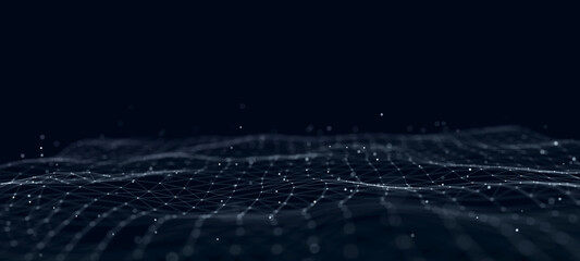 Poster - Technological background . Network connection structure. Digital data communication. 3D