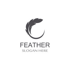 Fototapete - poultry breed feather logo and a pen made of feathers using vector icon design illustration template