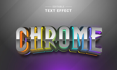 Wall Mural - Editable Chrome 3d Text Effect. Futuristic Title