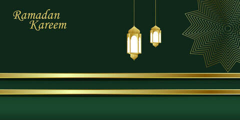 Modern green and gold Ramadan background