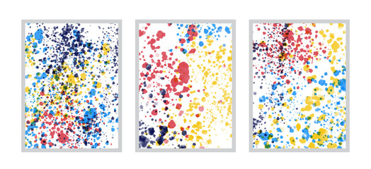 Sticker - watercolor abstract background artwork. Multicolor, red, blue, navy, yellow splash and splatter vector illustration. 