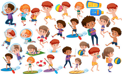 Wall Mural - Collection of many kids doing different activities