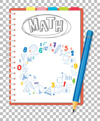 Poster - Doodle math formula on notebook page with pencil on grid backgroun