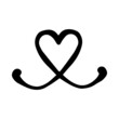 Black line doodle heart nose. Vector Outline illustration. Nature monochrome line art design. Hand drawn simple linear art
