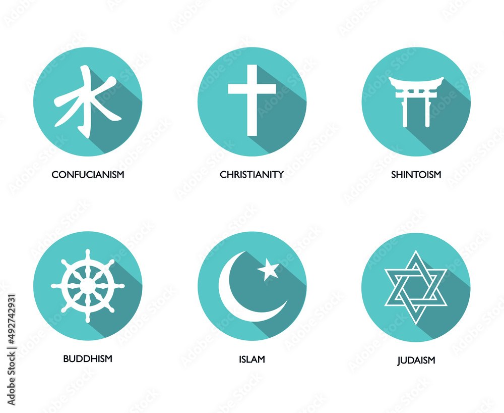 World religion symbols. Signs of major religious groups and religions ...