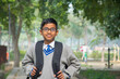 © IndiaPix - portrait of a student with a bag on his back