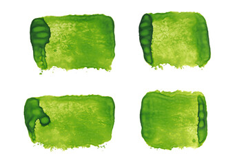 Wall Mural - set of green watercolor strokes isolated on white background