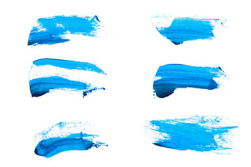 Poster - blue strokes of paint isolated on white background