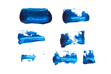 Sticker - blue strokes of paint isolated on white background