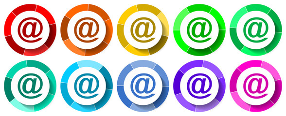 Poster - Email icon set, mail flat design vector illustration in 10 colors options for mobile applications and webdesign