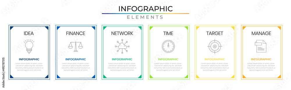 Rectangle business infographic plan concept design vector with icons ...