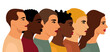 people portrait in profile flat design, isolated