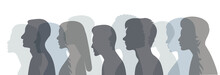 People Portrait Black Silhouette, Isolated Vector