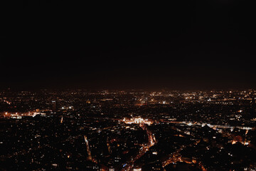 View of Paris from the Eiffel Tower, night panorama of France