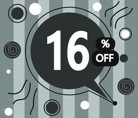 Vector illustration 16% off banner. gray label