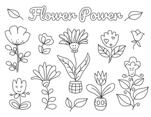 Positive, Inspirational Hand drawn coloring pages for kids and adults. Beautiful drawings with patterns and details. Coloring book pictures with blooming branches, flowers, smile, stickers, quotes