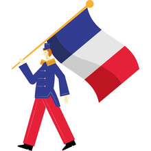 French Soldier Waving Flag