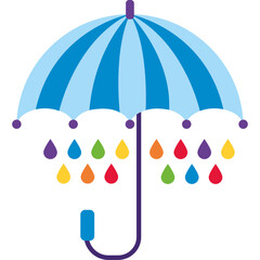 Wall Mural - umbrella with rainbow colors drops