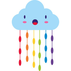 Sticker - cloud comic with rainbow garlands