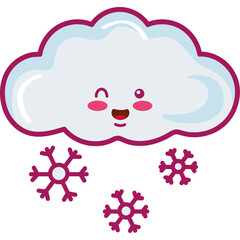 Poster - cloud with snowflakes kawaii style