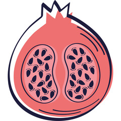 Sticker - half pomegranate fruit