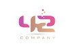 42 number icon logo for company and business with dots design. Creative template in purple and brown color