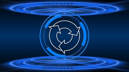 Poster - UPDATE sign in circle frame between HUD elements - 3D Illustration