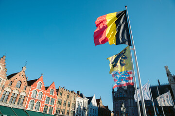 Drapeau de la Belgique. Drapeau de la Flandre. Drapeau de Bruges. 