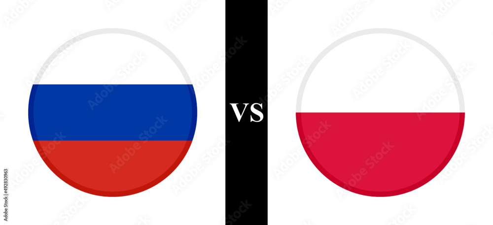 the concept of russia vs poland. flags of russian and polish. vector ...