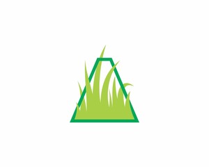 Sticker - Letter A with Grass Logo Vector 002