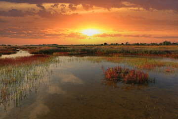 Canvas Print - sunset over lake